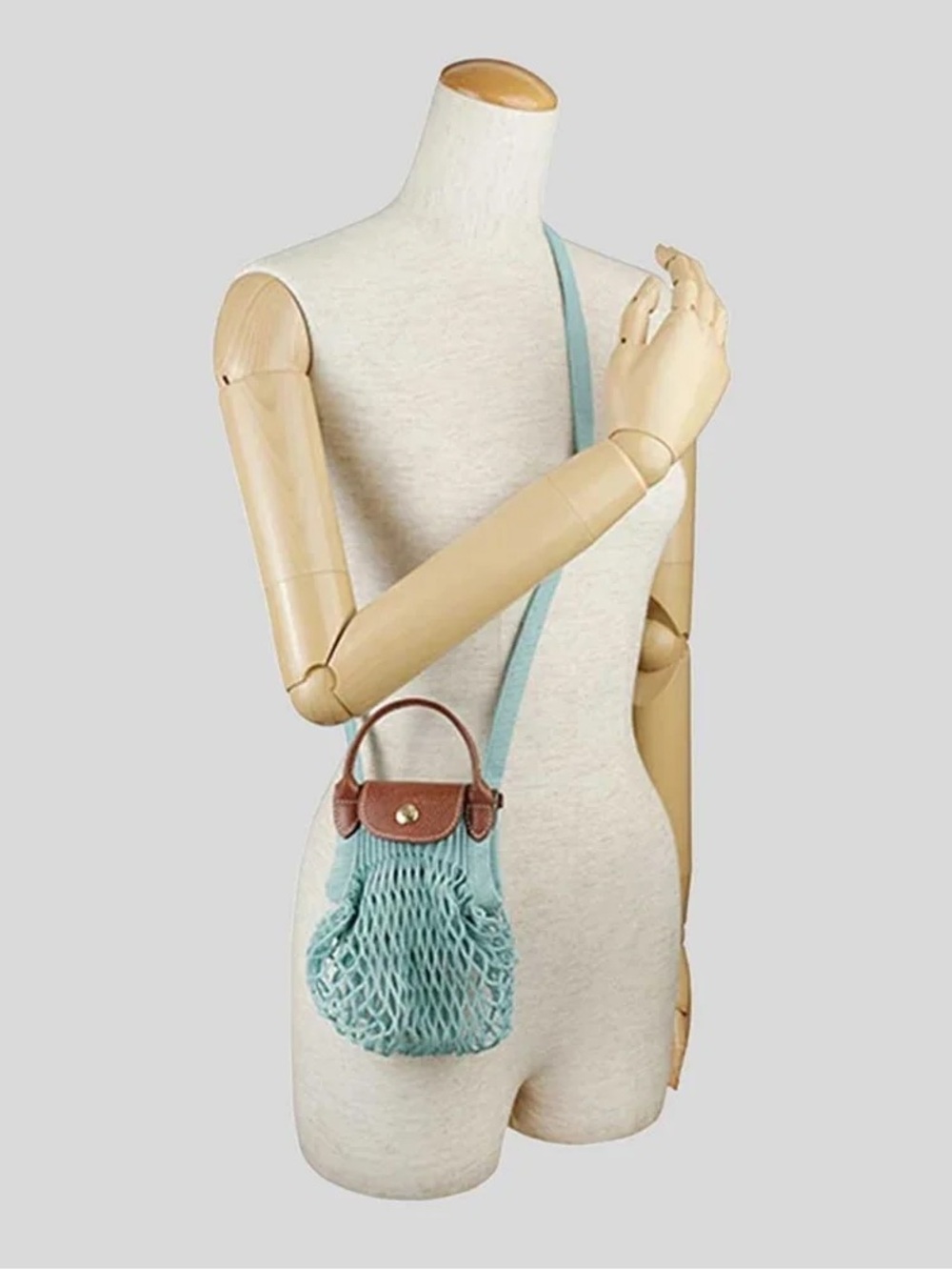 Longchamp Le Pliage Filet XS Mesh Crossbody Bag Lagoon NWOT - Picture 8 of 8